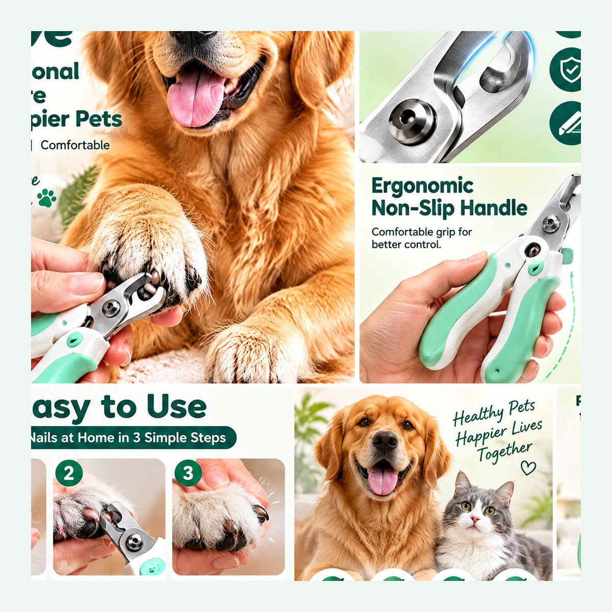 Mint & Cream Dog Nail Clippers — close-up detail