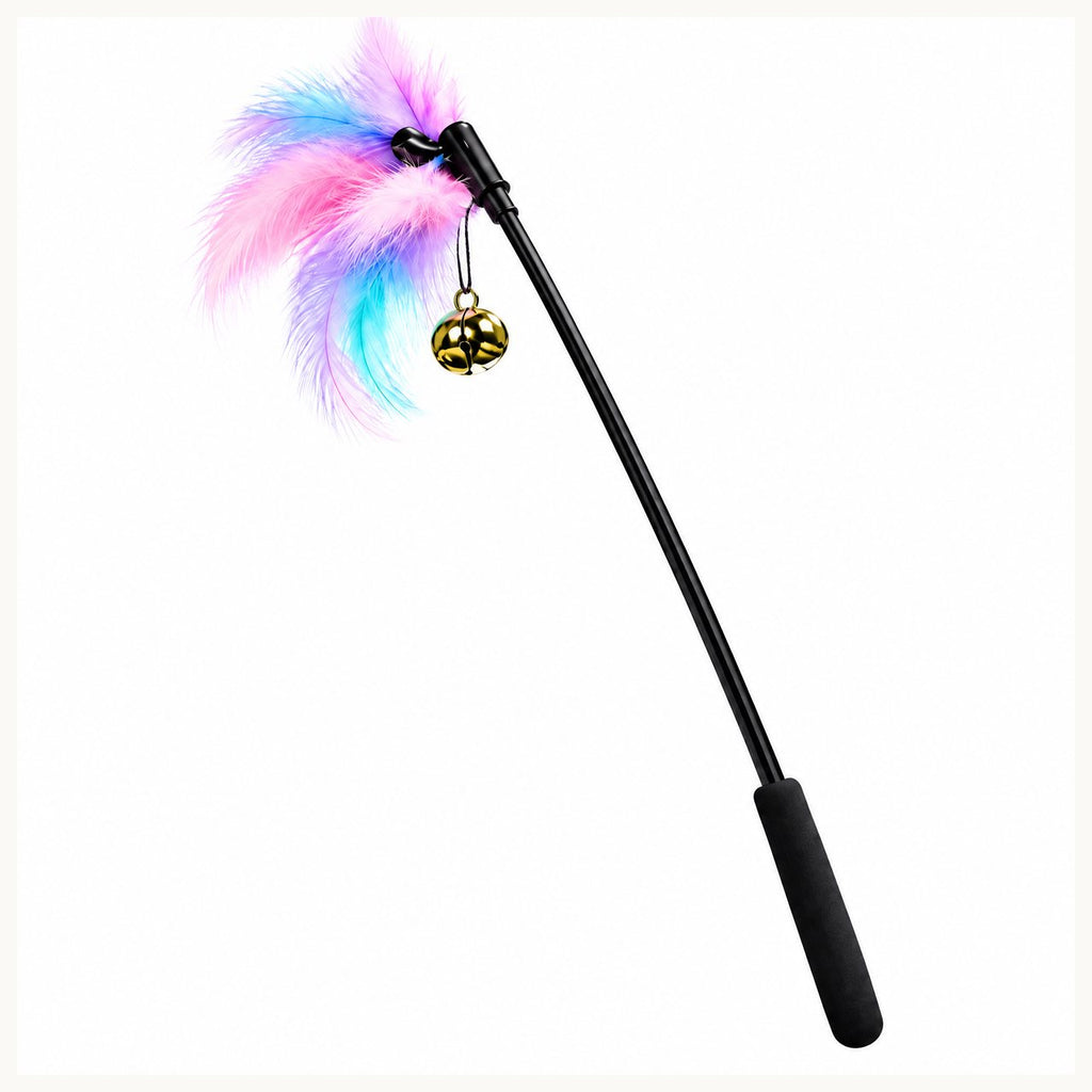 Pastel Feather Cat Teaser Wand with Bell — 4