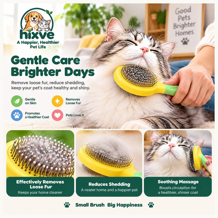 Yellow & Green Cat Slicker Brush — 1