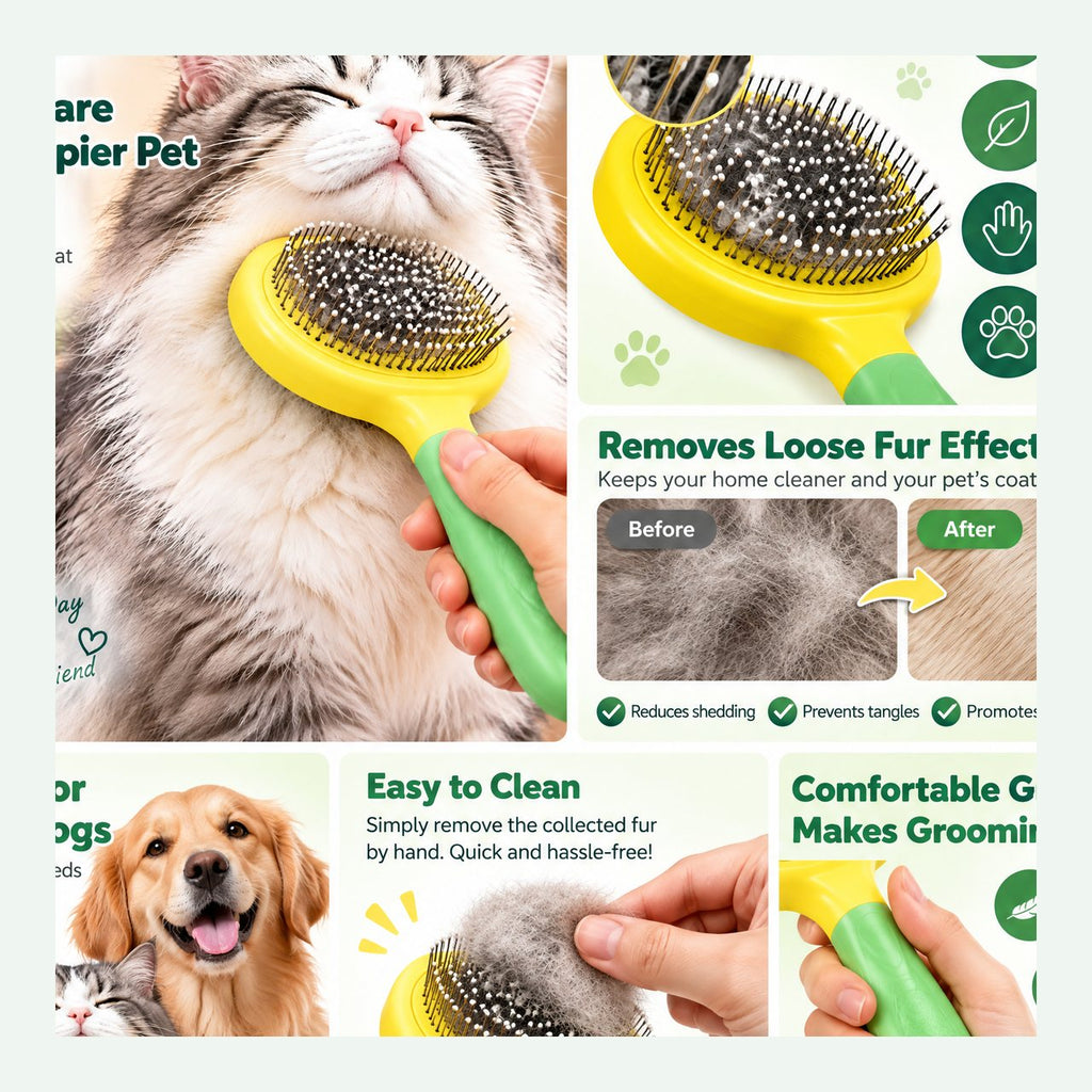 Yellow & Green Cat Slicker Brush — 5
