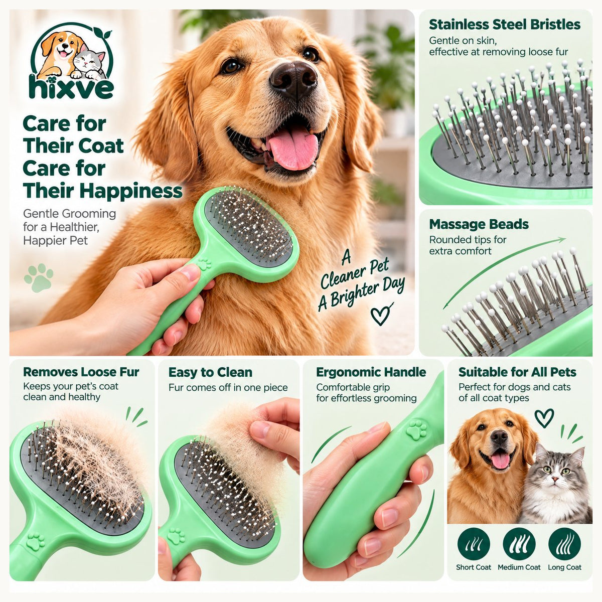 Mint Green Dog Slicker Brush image 3