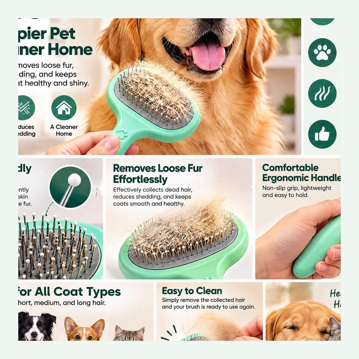 Mint Green Dog Slicker Brush image 5