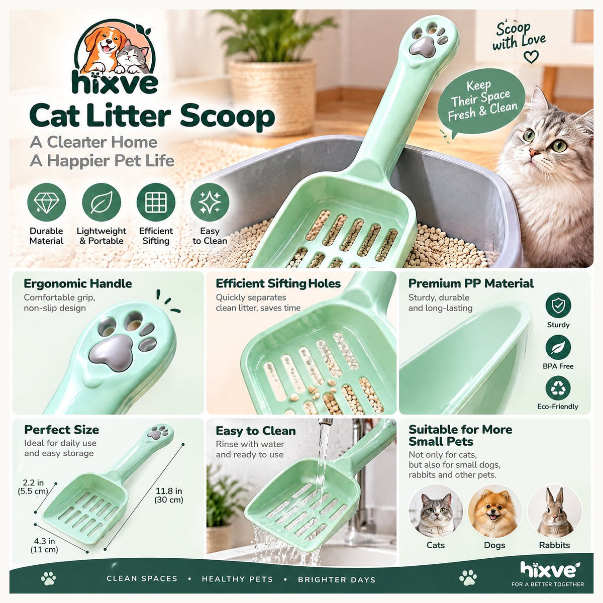 Mint Green Cat Litter Scoop image 2