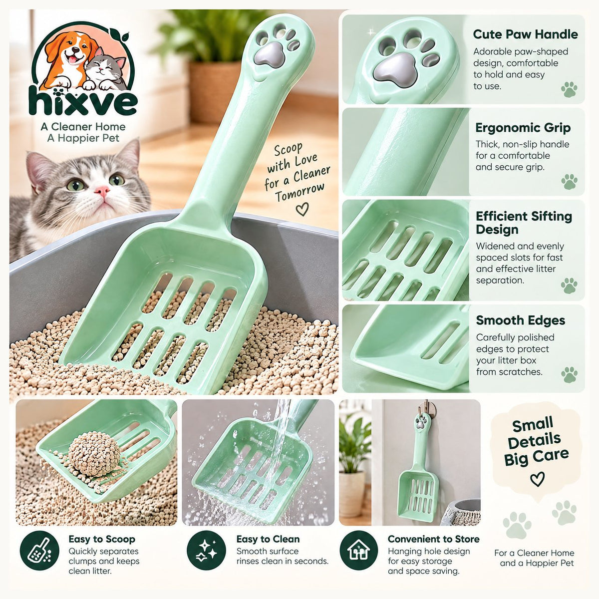 Mint Green Cat Litter Scoop image 3