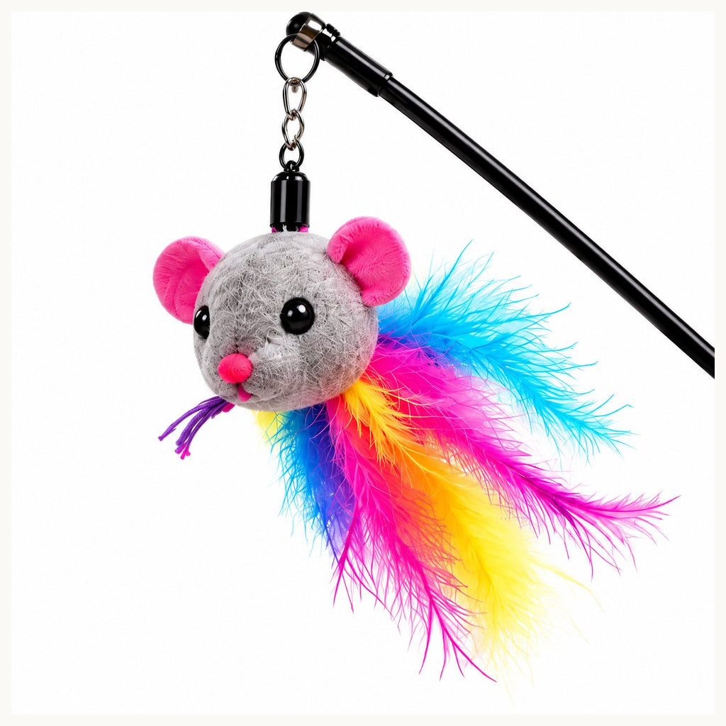 Rainbow Mouse Feather Cat Wand image 4