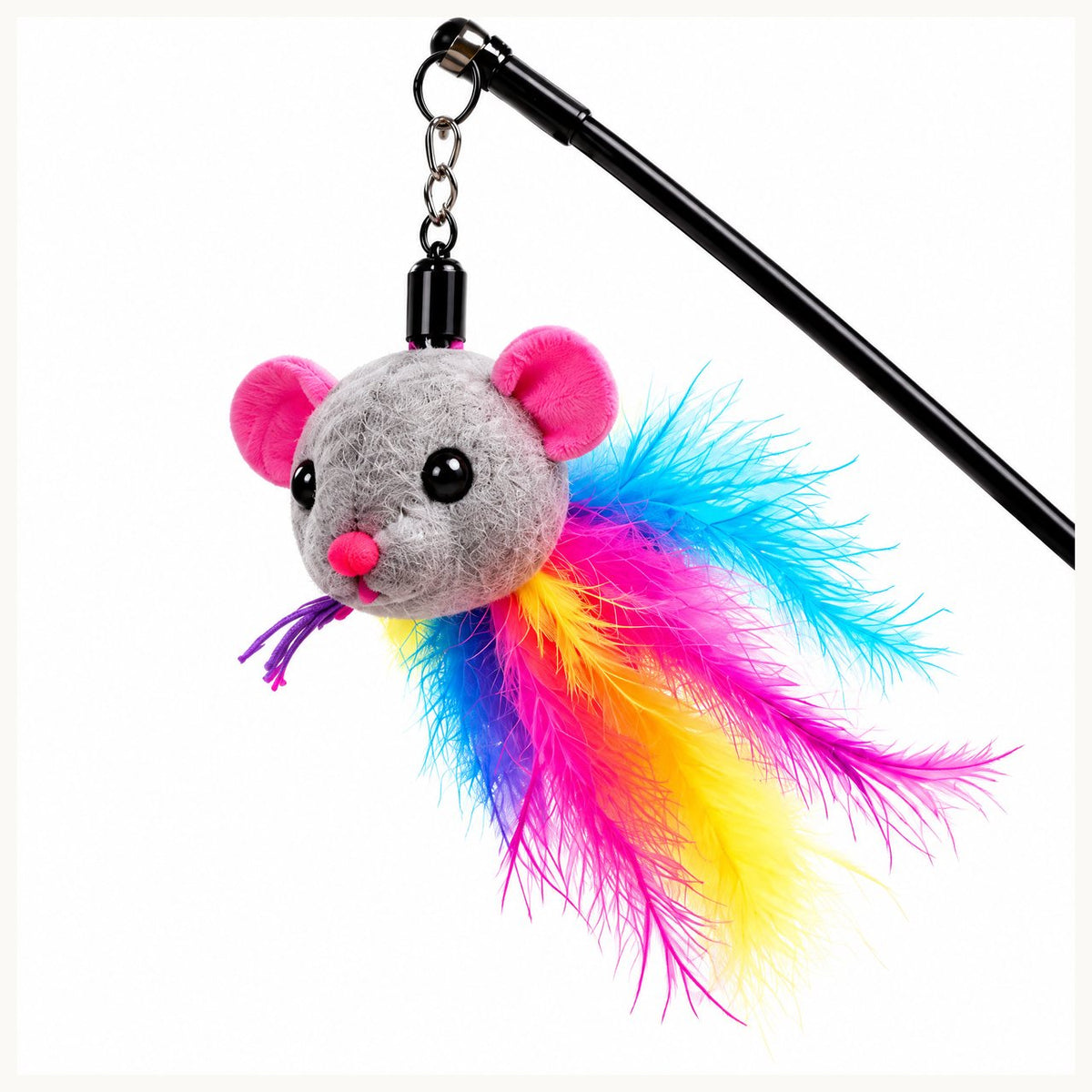 Rainbow Mouse Feather Cat Wand image 4