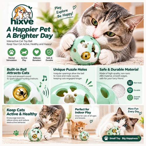 Mint Green Cat Bell Play Ball image 2