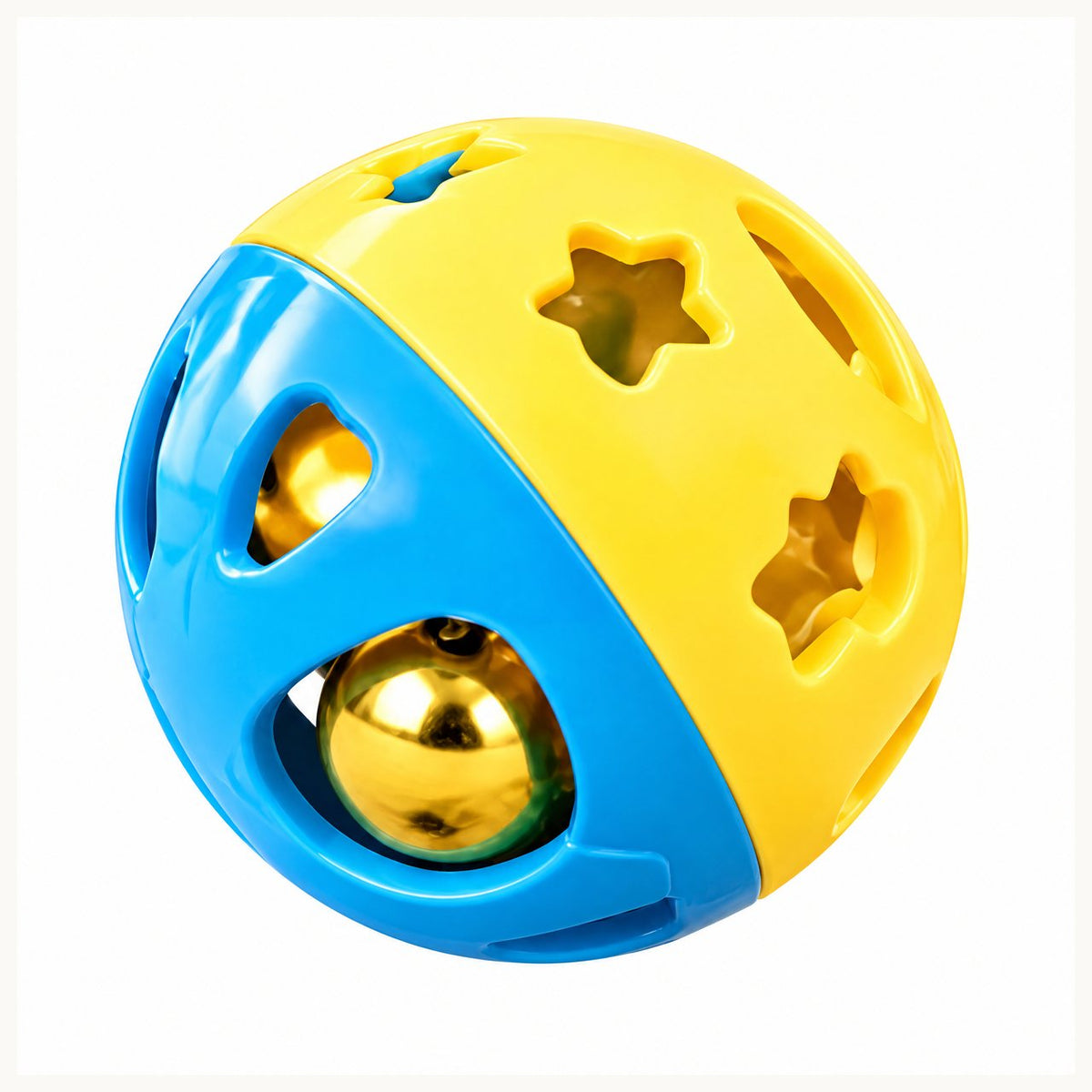 Blue & Yellow Bell Rattle Ball image 4