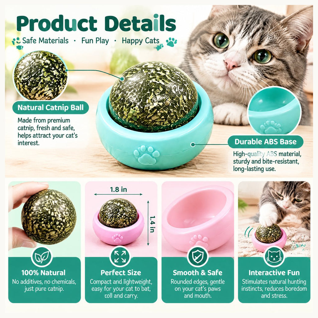 Textured Herb-Look Cat Play Balls with Holders image 3