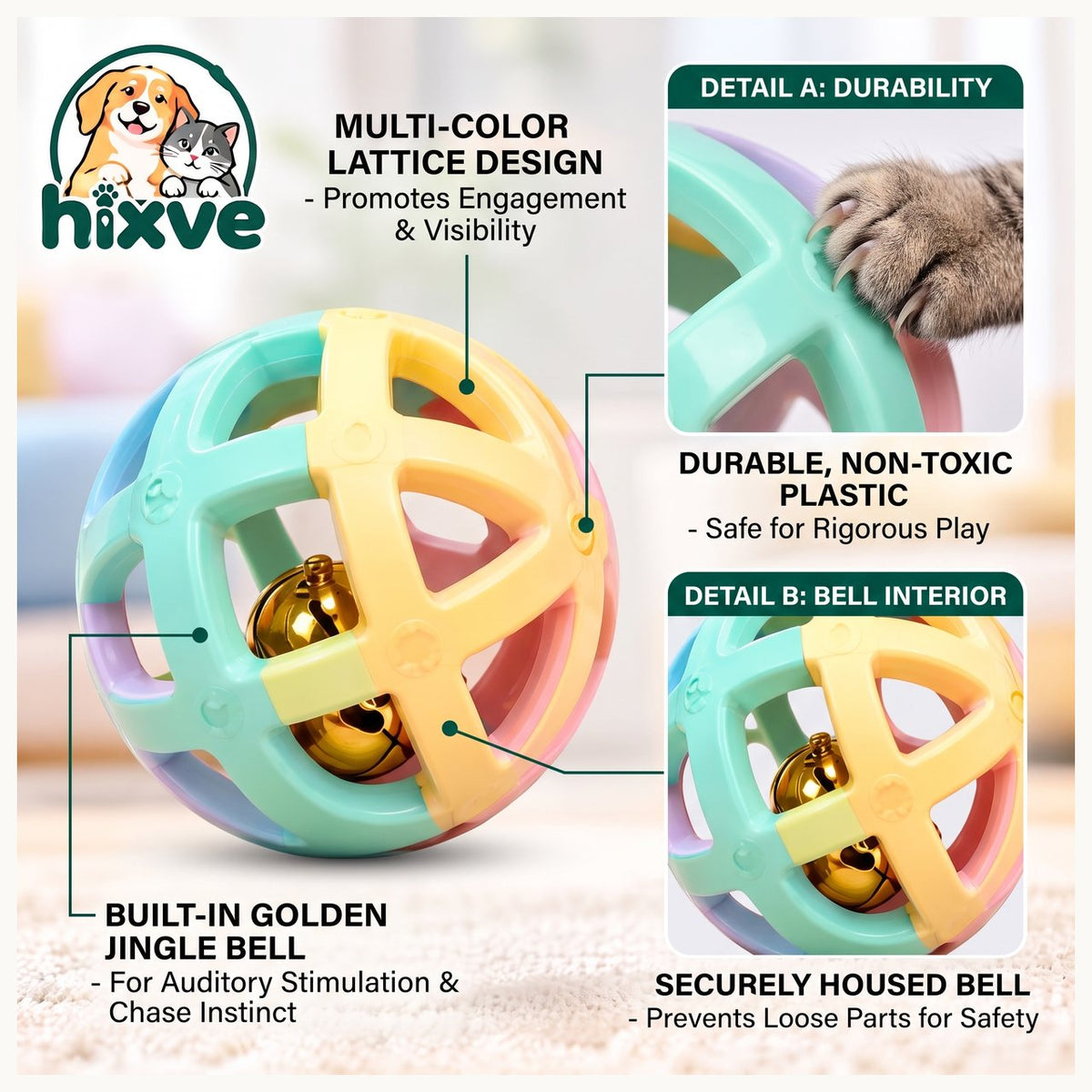 Pastel Openwork Cat Bell Ball image 3