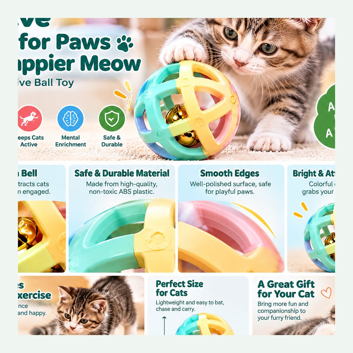 Pastel Openwork Cat Bell Ball image 5